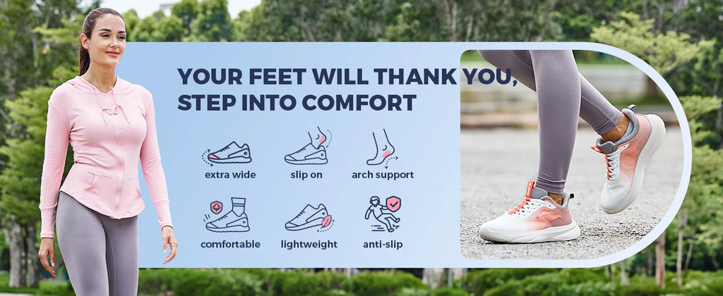 FitVille Womens Wide Fit Trainers Lightweight Non-Slip Walking Shoes Casual Breathable Walking Athletic Sneakers For Ladies