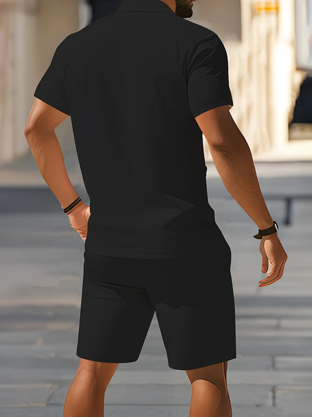The Latest Casual Striped Polo Shirt and Elastic Waisted Shorts for 2026 Summer Set with Fashionable 3D Printing Printing