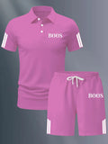 The Latest Casual Striped Polo Shirt and Elastic Waisted Shorts for 2026 Summer Set with Fashionable 3D Printing Printing