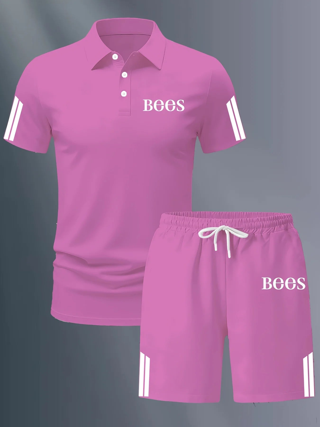 The Latest Casual Striped Polo Shirt and Elastic Waisted Shorts for 2026 Summer Set with Fashionable 3D Printing Printing
