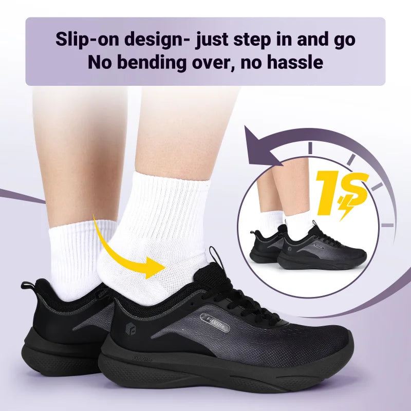 FitVille Womens Wide Fit Trainers Lightweight Non-Slip Walking Shoes Casual Breathable Walking Athletic Sneakers For Ladies